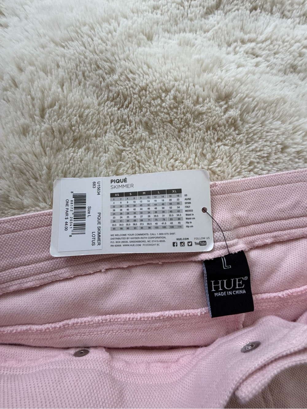 HUE Piqué Skimmer Pants Pink Size L NWT Stretch Skinny Ankle Pants - Picture 3 of 10